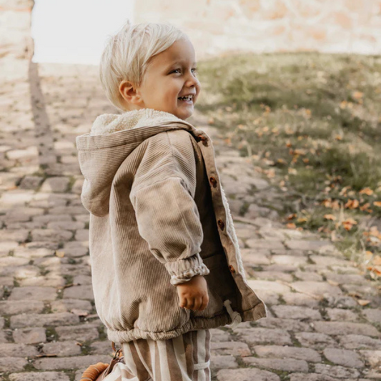 Guapoo corduroy winterjas licht taupe