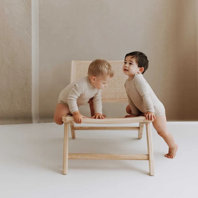 Kico label baby romper met lange mouw beige voor baby en peuter