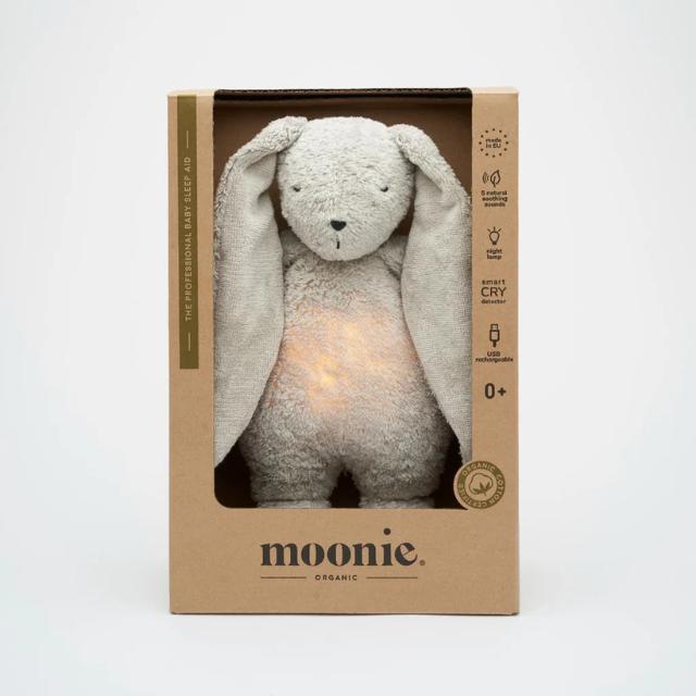 Moonie the humming bunny - gray met licht en muziek in doos