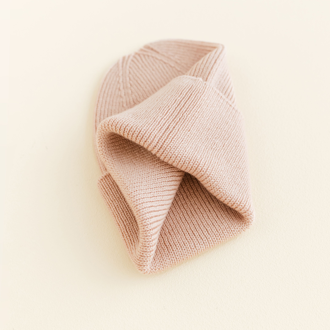 apricot merinowol wol muts newborn baby roze