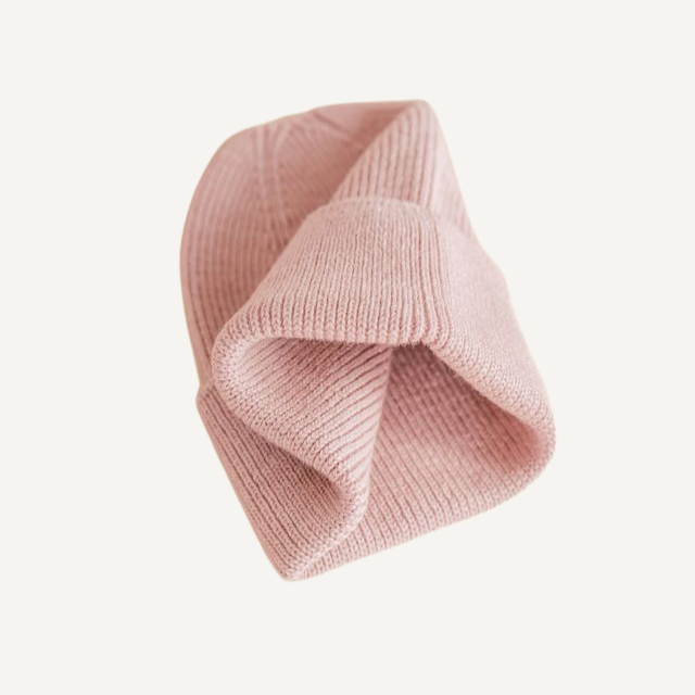 baby muts beanie newborn roze powder wol