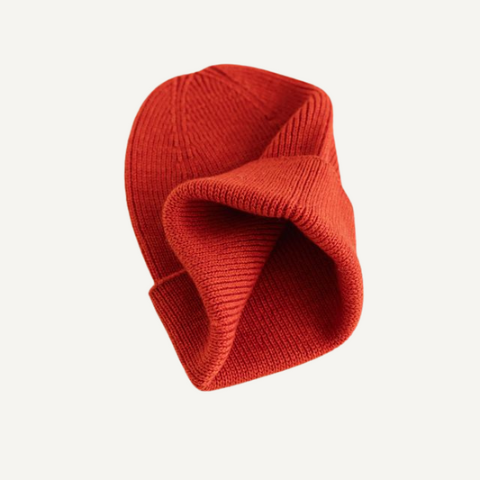 beanie fonzie newborn baby hvid wol merinowol rood