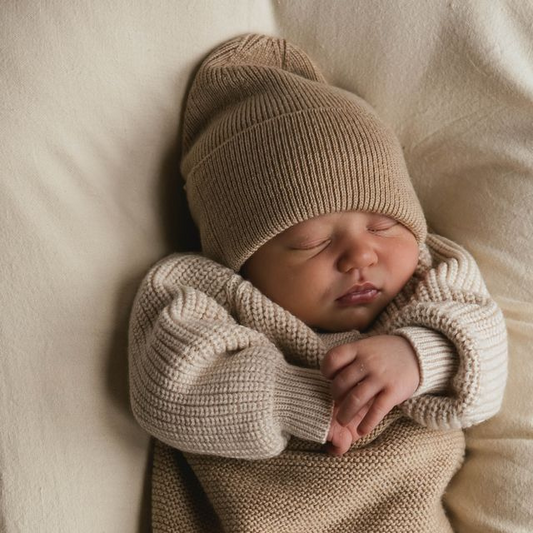 hvid merinowol wol sand zand muts beanie newborn