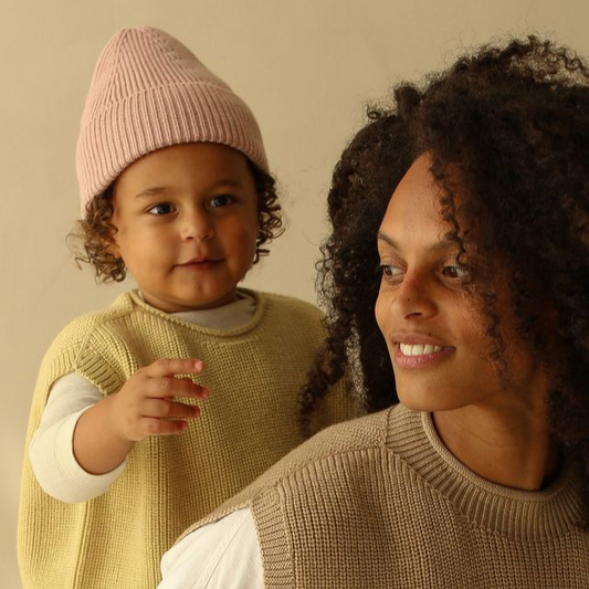 hvid merinowol muts kids beanie fonzie wol powder