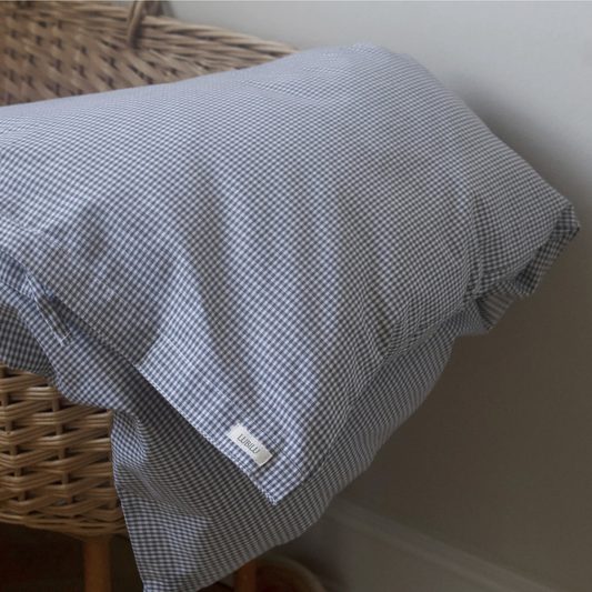 mini check bedding lubilu grey junior kids