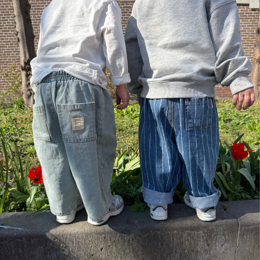 denim gestreepte jeans spijkerbroek