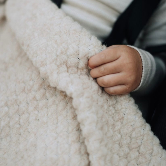 wollen boucle deken kico label baby newborn