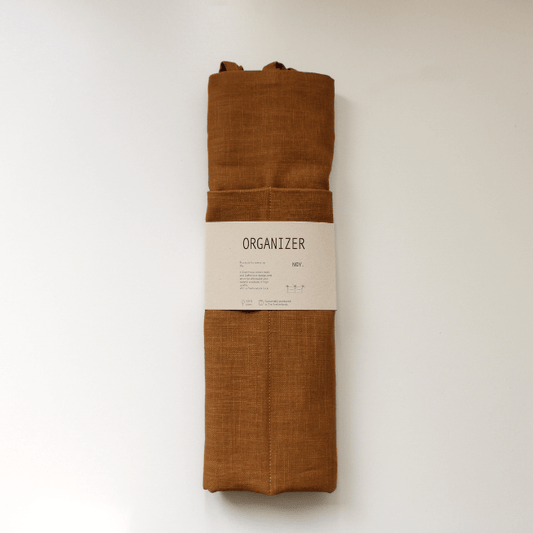 Linnen bruin bed- en boxorganizer