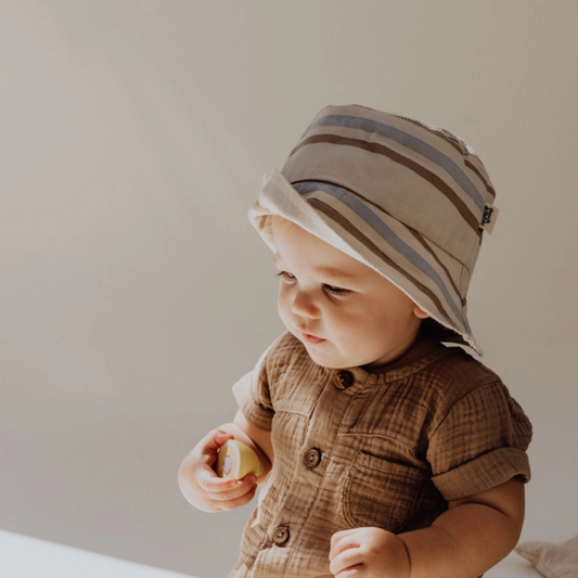 bucket hat gestreept blauw brons beige finch fable