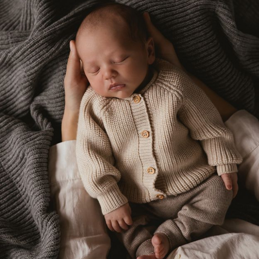 baby newborn cardigan vest wol merinowol beige