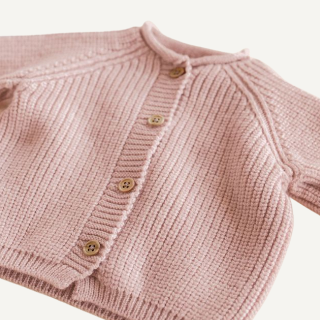 powder roze baby newborn vest merinowol cardigan