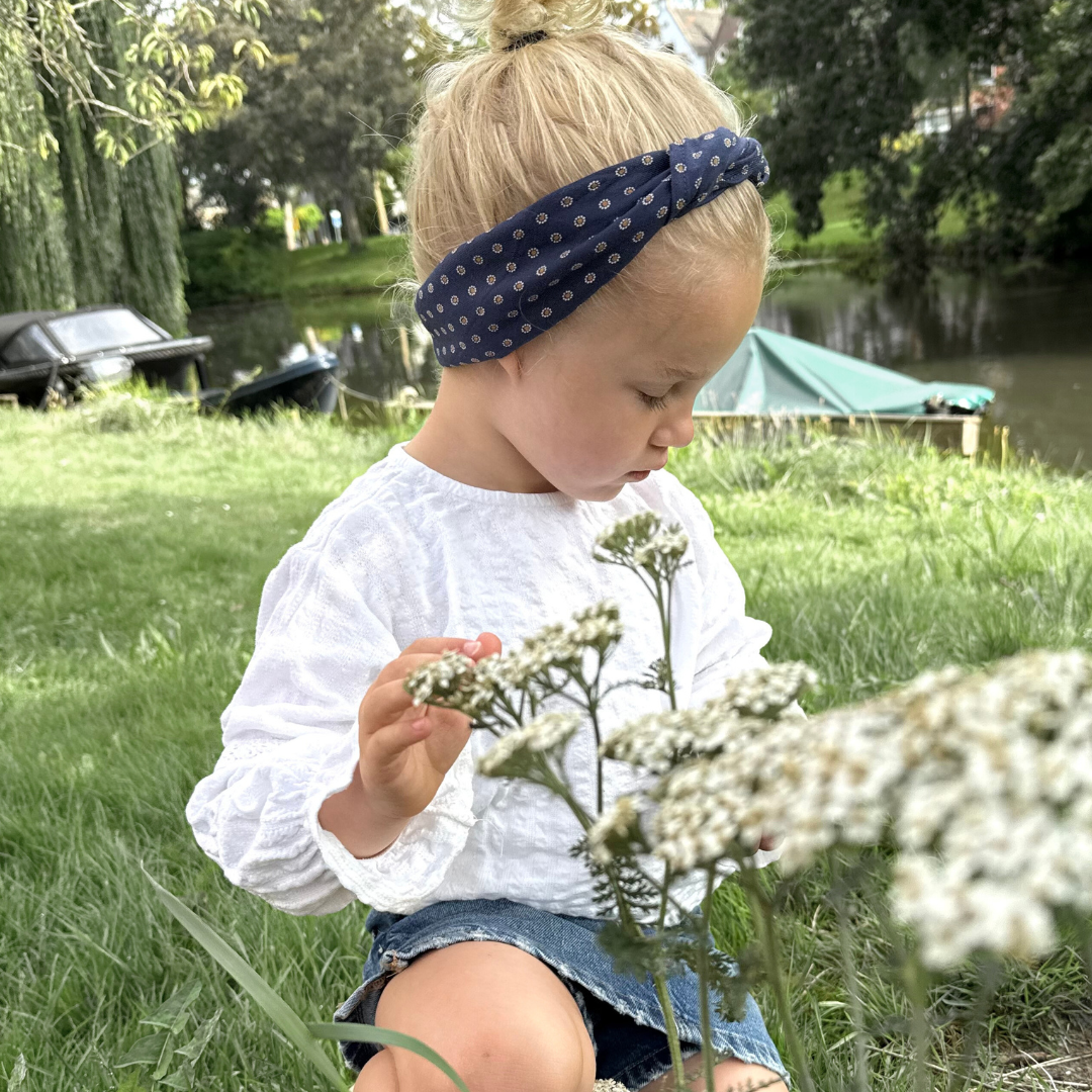 donker blauwe sjaal kids baby haarband