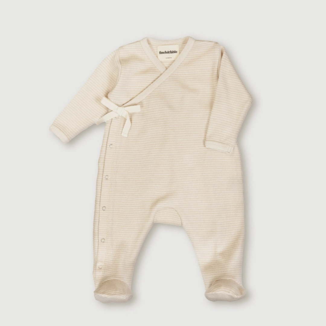 footie newborn pak playsuit wol merinowol gestreept oat