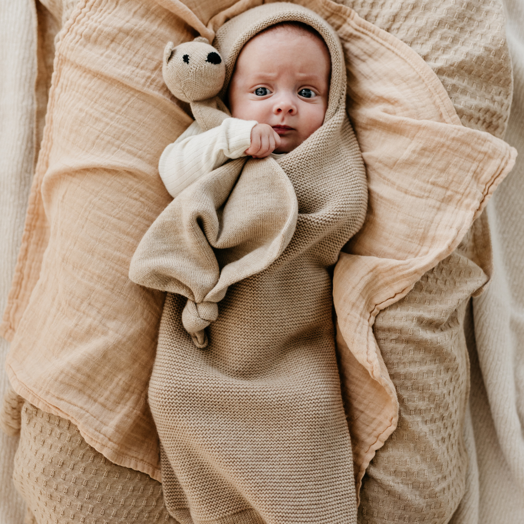 sand wollen deken hvid newborn baby