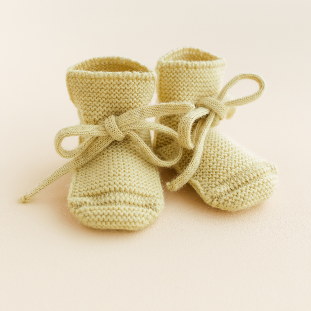 hvid wol merinowol slofjes booties light yellow