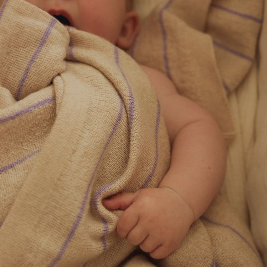 hvid merinowol deken harry gestreept cream lila baby newborn