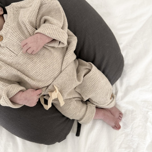 Linnen voedingskussenhoes antraciet