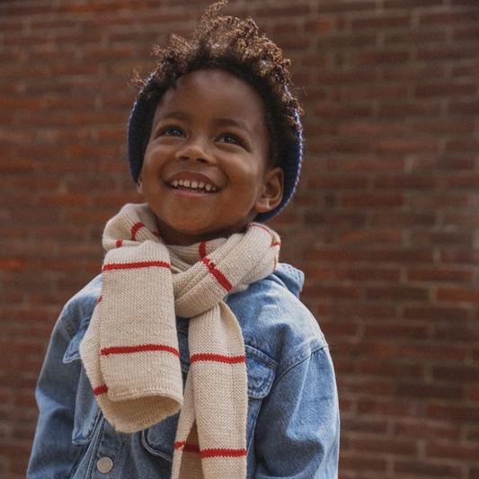 igor sjaal hvid cream rood merinowol wol