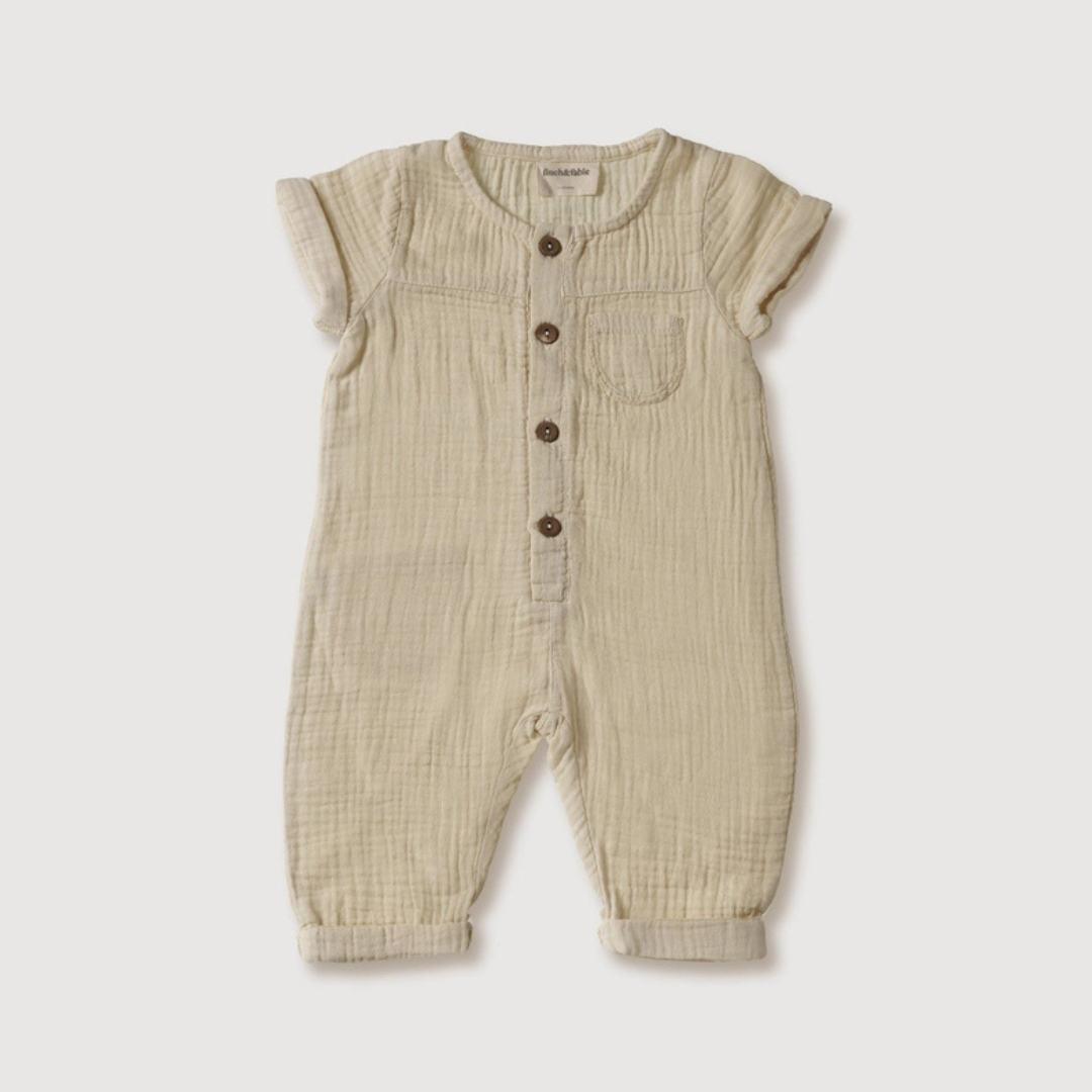 jumpsuit inch & fable beige mousseline kids baby