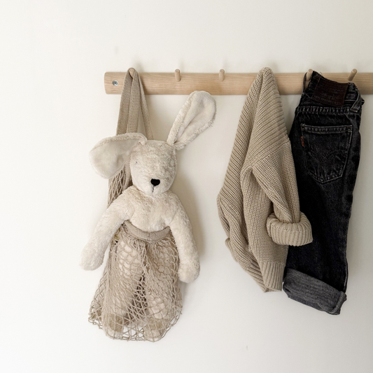 Senger knuffel konijn wit groot in tas