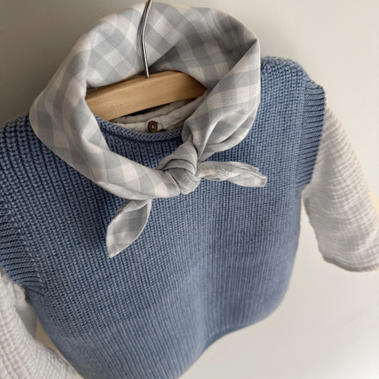 lichtblauw geruite sjaal kids baby kindersjaal