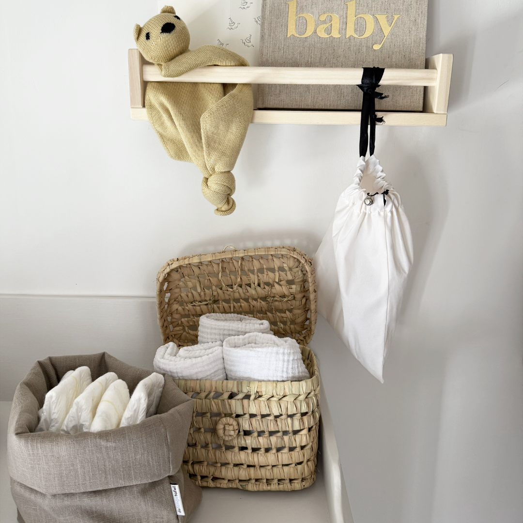 linnen mand opbergmand taupe babykamer