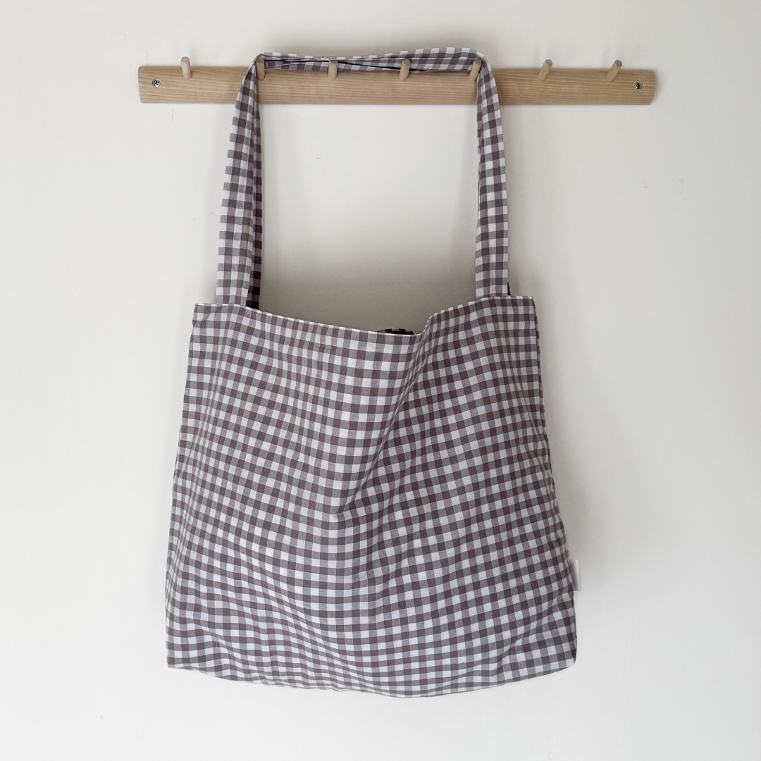 mombag luiertas vichy ruit grijs