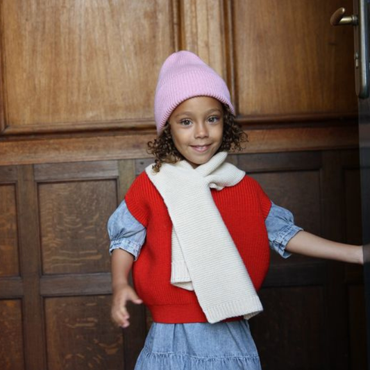 hvid muts beanie merinowol cotton candy roze kids baby