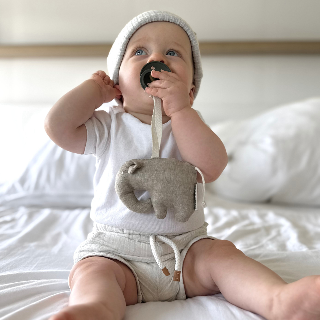olifant linnen bijtring speenkoord kraamcadeau baby
