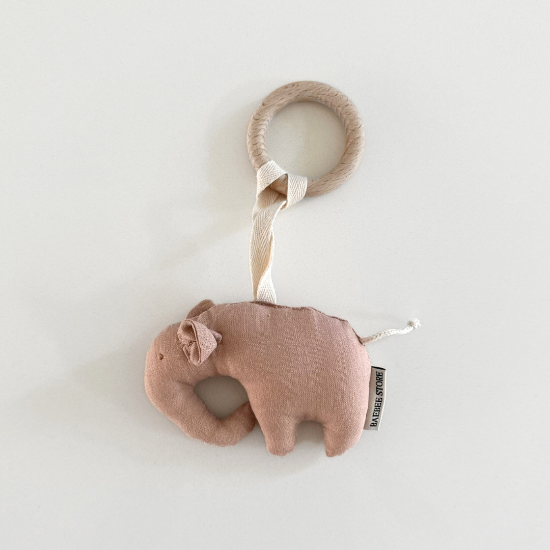 linnen bijtring speenkoord olifant oud roze