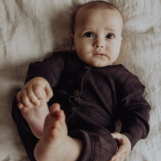 playsuit baby newborn babykleding grijs wol