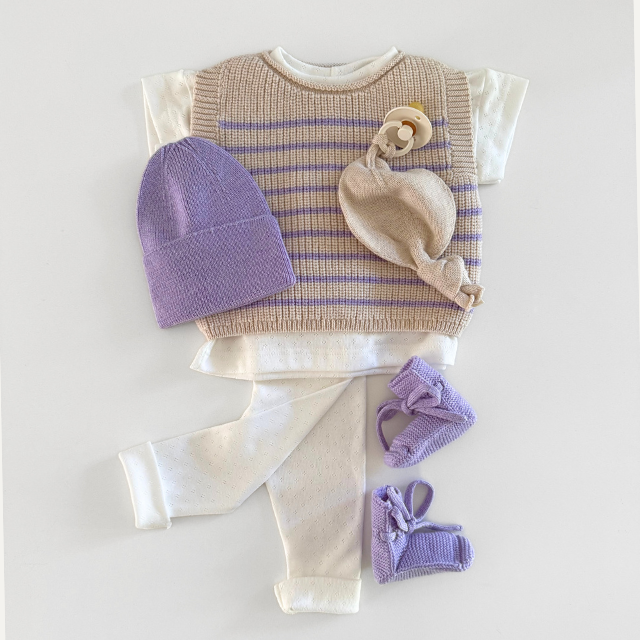pointelle t shirt korte mouw baby lila