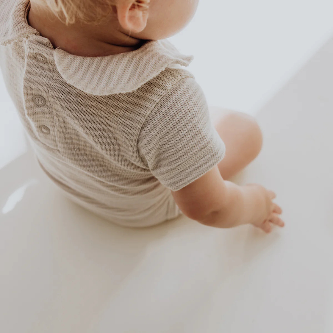 gestreept romper wol merinowol met kraagje baby meisje