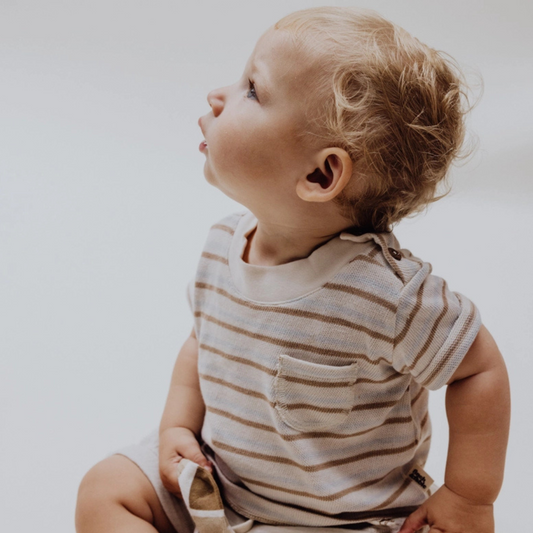 baby shirt brons blauw gestreept zomercollectie