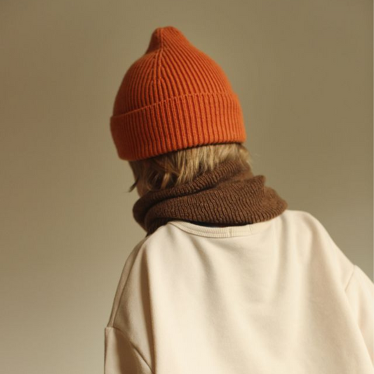 hvid merinowol gigi sjaal mocha bruin kids