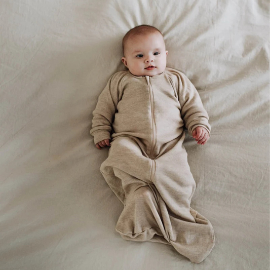 slaapzak beige merinowol wol kico label baby