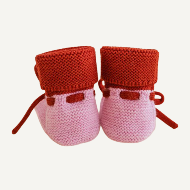 wollenslofjes babyslofjes roze rood baby newborn
