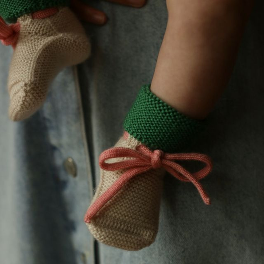 slofjes hvid merinowol cream grass baby