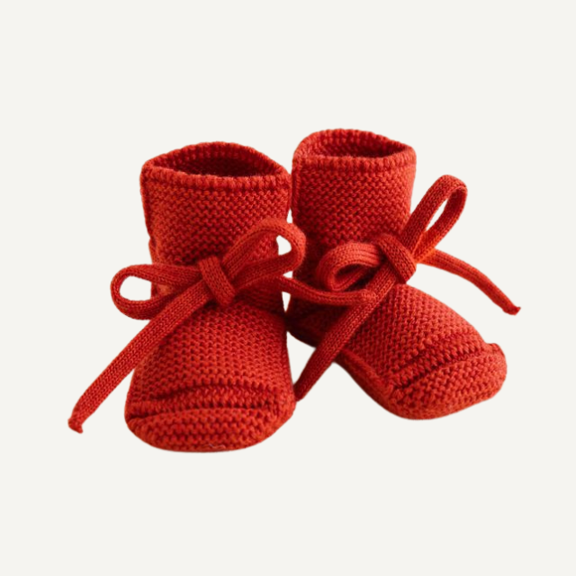 wollenslofjes babyslofjes rood wol baby