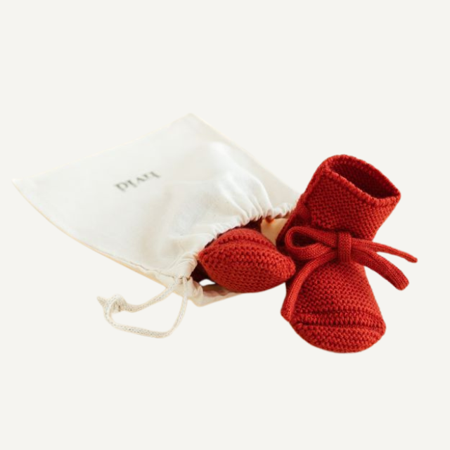 wollen babyslofjes merinowol newborn hvid red rood
