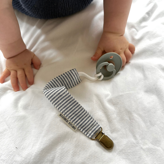 speenkoord blauw wit gestreept linnen baby