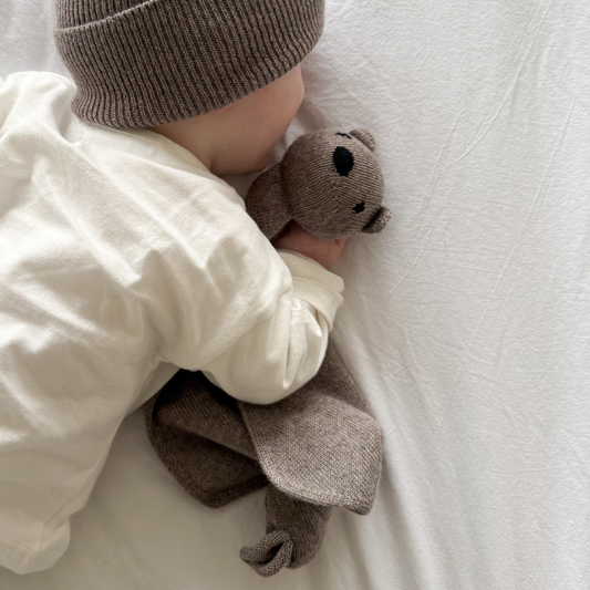 teddy tokki merinowol grijs otter hvid baby newborn