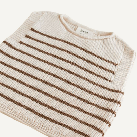 hvid vest spencer cream mocha gestreept baby newborn