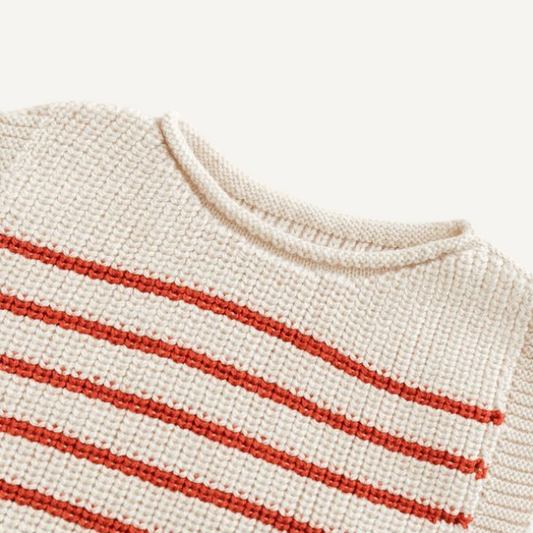 merinowol wol vest gestreept rood cream hvid