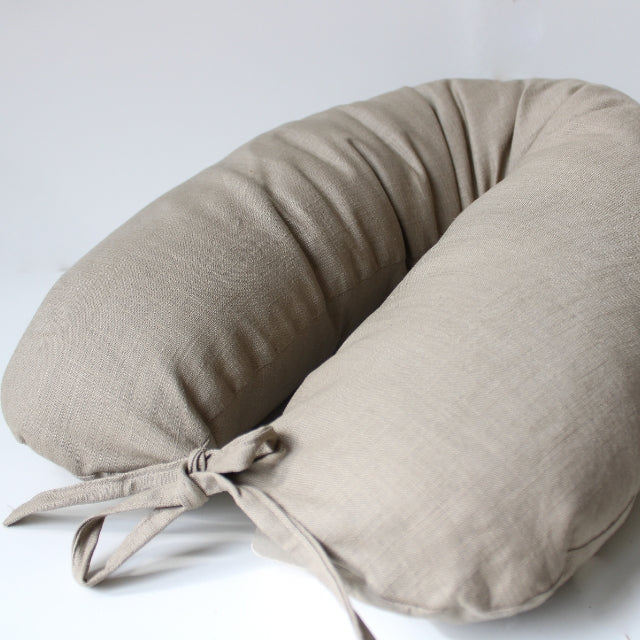Linnen voedingskussenhoes beige