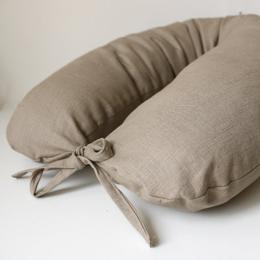 Linnen voedingskussenhoes taupe
