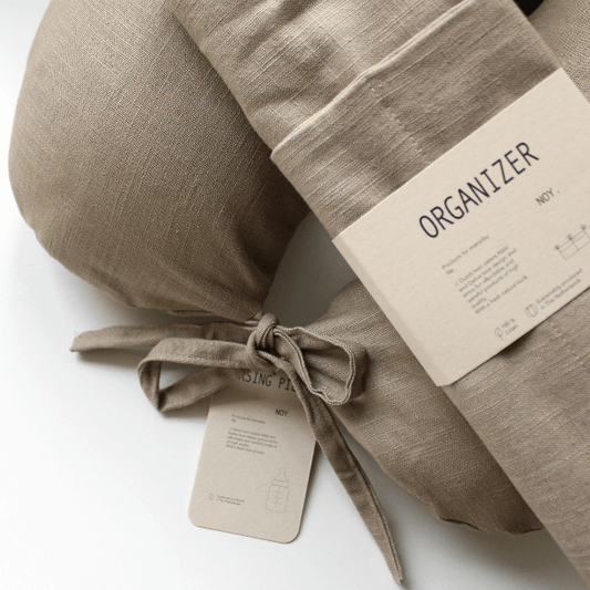 Linnen taupe bed- en boxorganizer