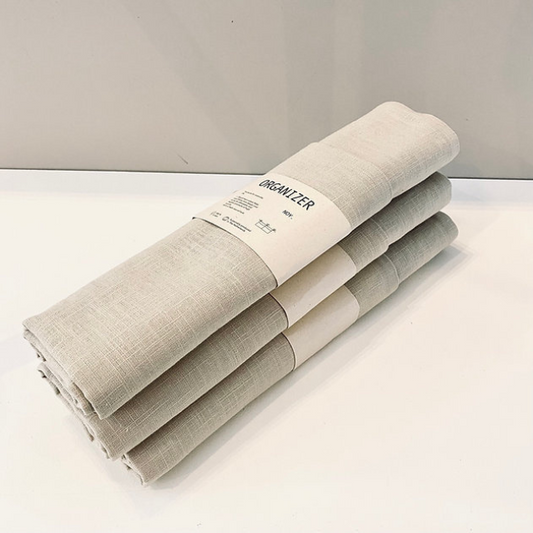 Linnen bed- en boxorganizer beige voorbeeld