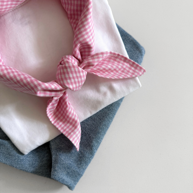Roze mini ruitprint sjaal voor baby en kids