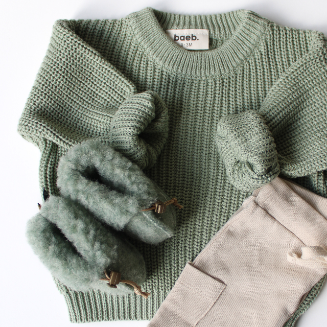 KiCo label 100% wol slofjes groen